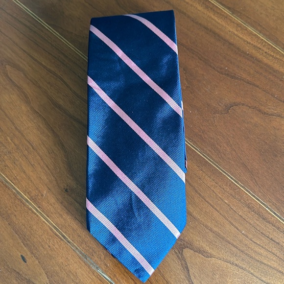 Brooks Brothers Other - Brooks Brothers Silk Tie Midnight Blue Pink Stripe